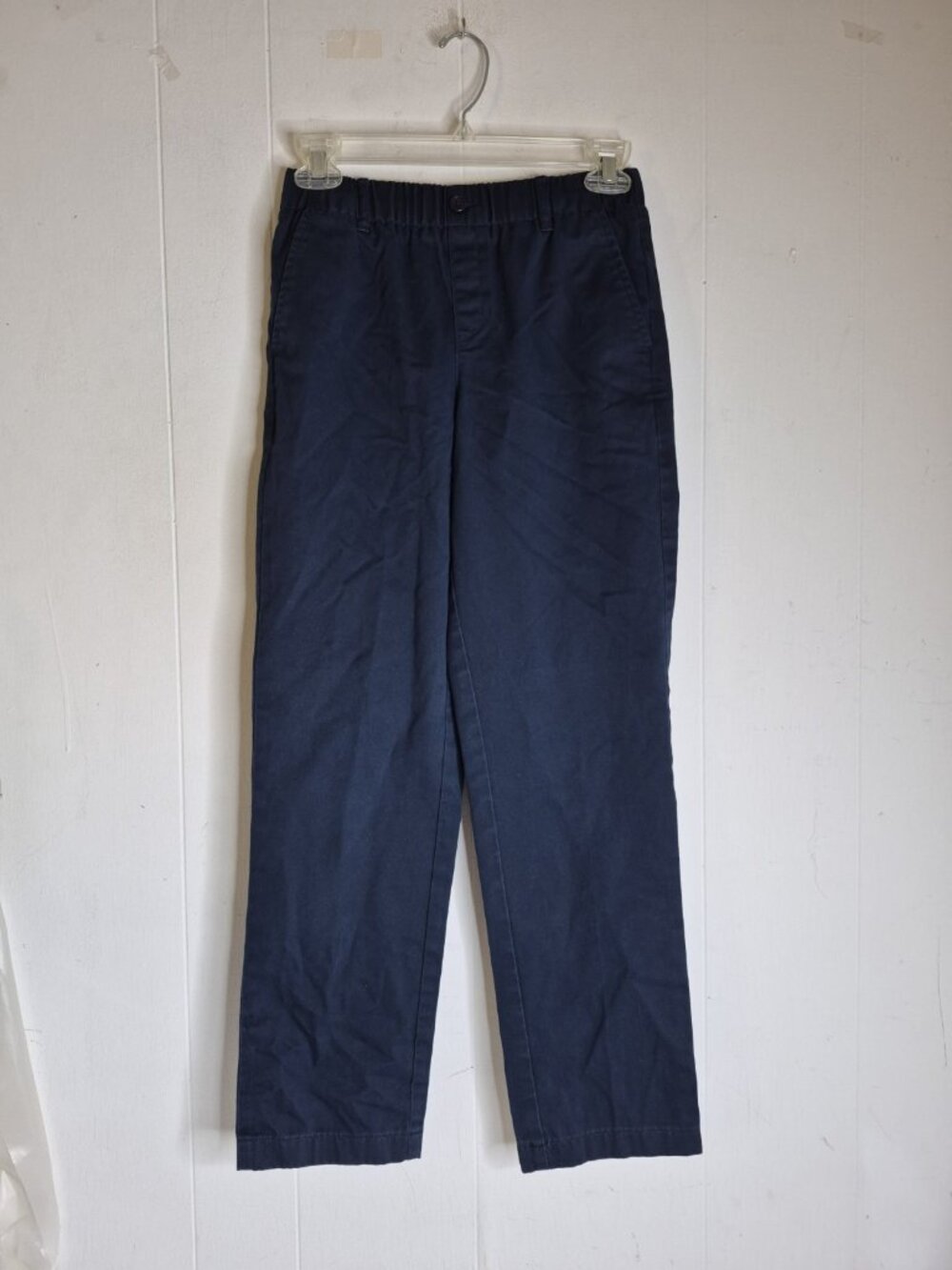 Lands End Navy Blue Casual School Uniform Pants Youth Boys Size 12 Pull-On